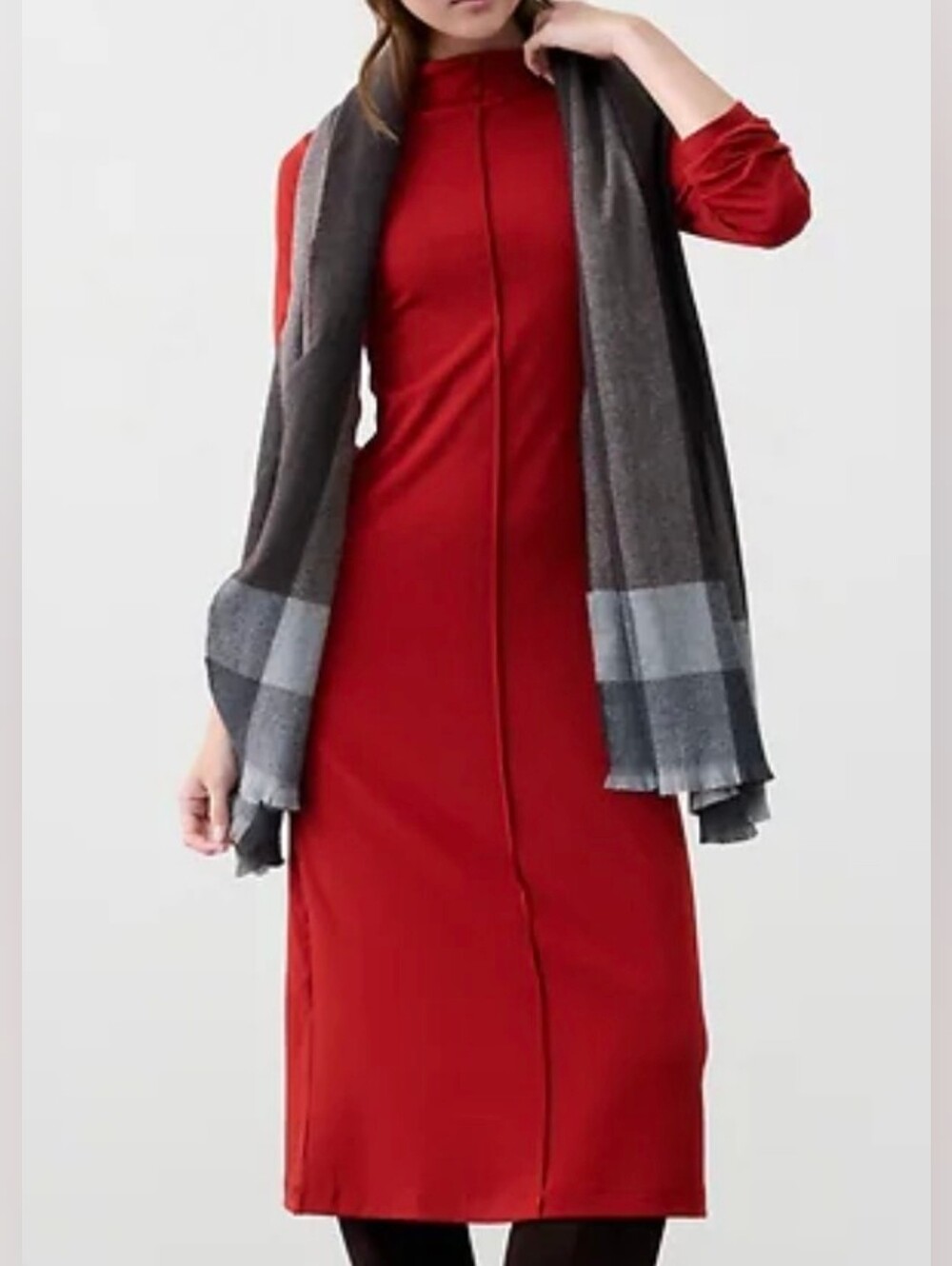 NWT - Banana Republic Ribbed Knit Mock Neck Nebula Orange  Midi Dress - Size M